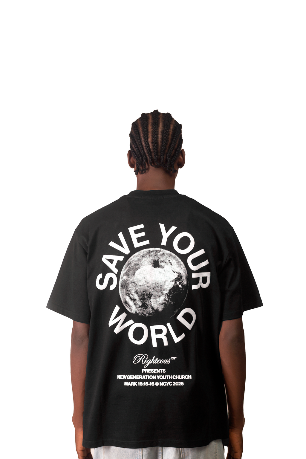 Save Your World Print T-Shirt Black