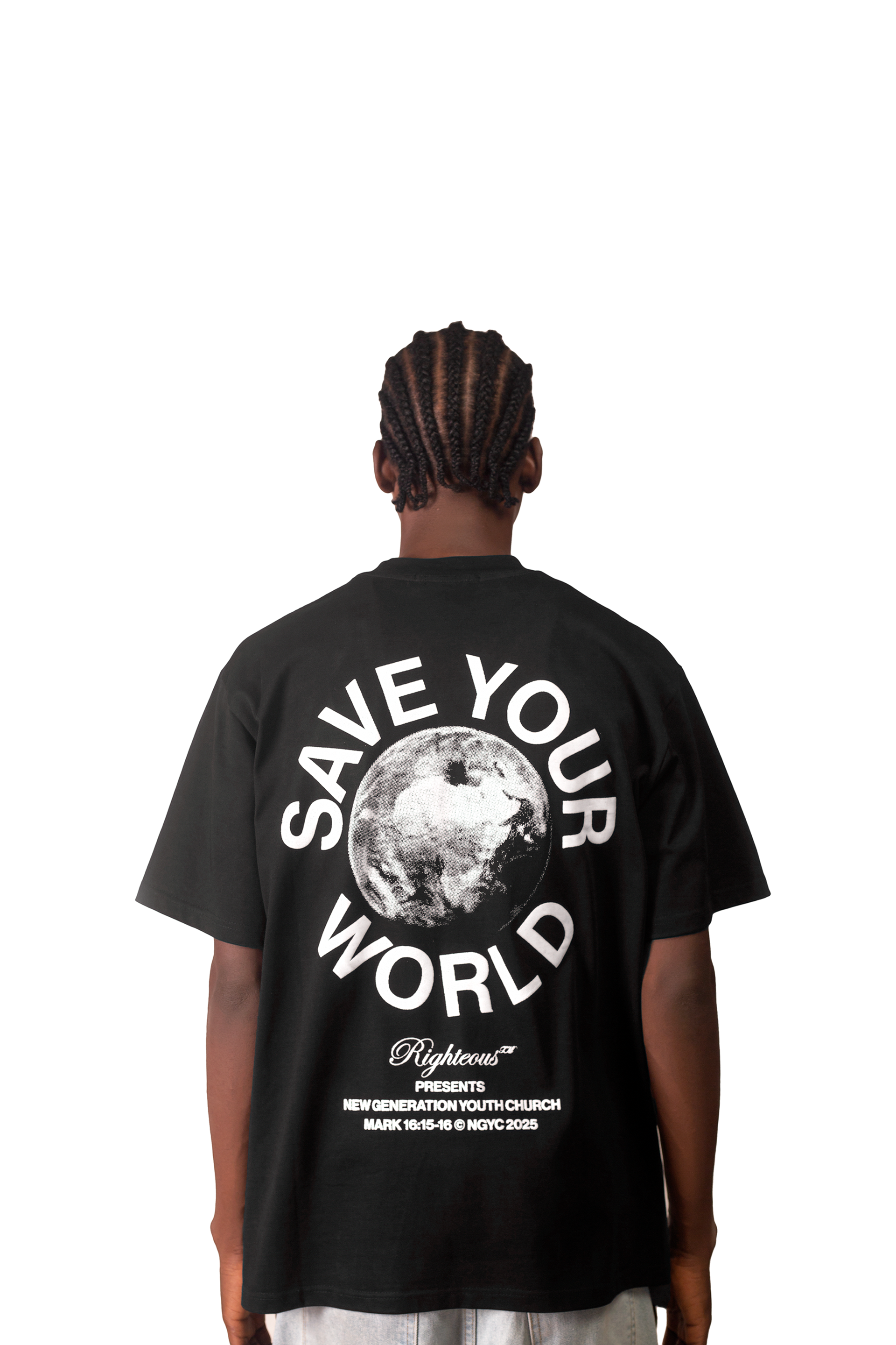 Save Your World Print T-Shirt Black